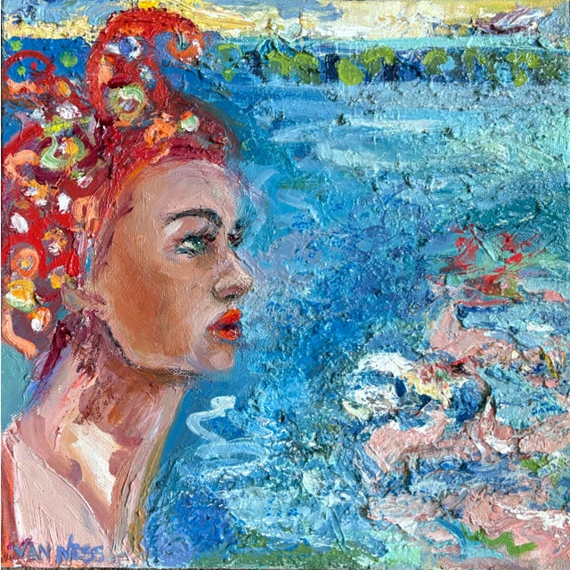 Wood "Bathing Beauty", Original Oil Paintings, by Van Ness For Sale - Image 7 of 9