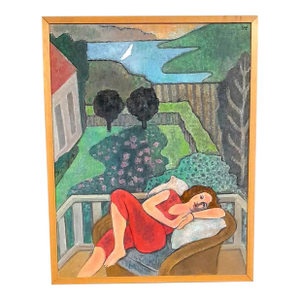 Robert Finch American Contemporary Woman Landscape Oil on Canvas Figure in a Garden