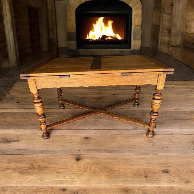 1920s 1920s Beautiful Unique Solid Mahogany Draw Leaf Table For Sale - Image 5 of 9
