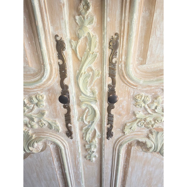 Wood Large White French Style Armoire With Interior Drawers For Sale - Image 7 of 12