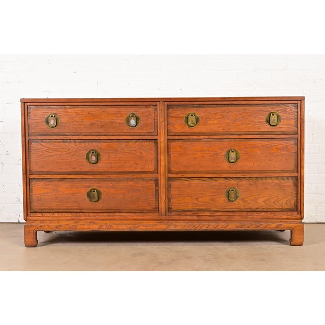 Davis Cabinet Company Mid-Century Modern Hollywood Regency Chinoiserie Teak Six Drawer Dresser, Circa 1960s For Sale - Image 11 of 11