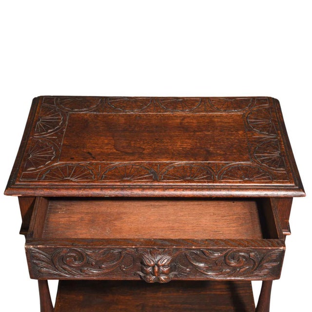 1920s British Carved Oak Single Drawer Table C.1920's For Sale - Image 5 of 8