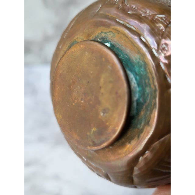 1960s Handcrafted Copper Coffee Pot Etched Middle Eastern For Sale - Image 9 of 17