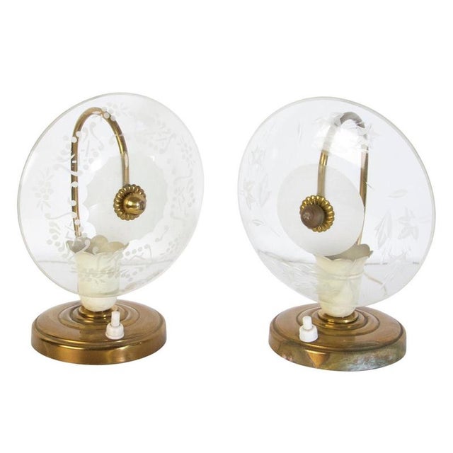 Mid-Century Modern Murano Glass and Brass Bedside Lamps, Italy, 1940s, Set of 2 For Sale - Image 6 of 6
