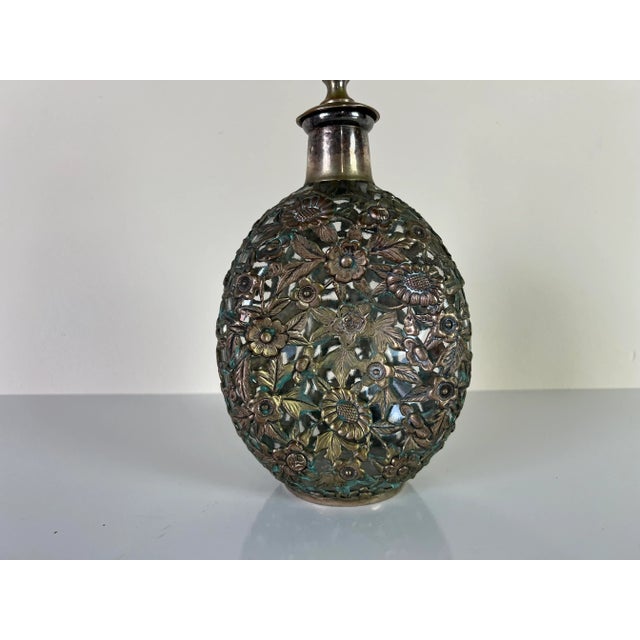 Antique Chinese Export Decanter & Stopper With Silver Overlay For Sale In Miami - Image 6 of 13