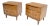 Pair Light Walnut One Drawer Two Doors Solid Brass Bucked Pulls Nightstands For Sale