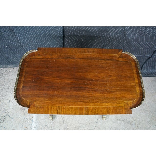 Antique English Regency Style Rosewood Mahogany & Brass Gallery Writing Table For Sale - Image 6 of 18