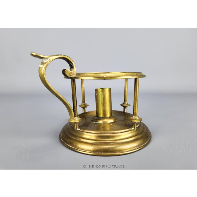 Antique Ornate Brass Chamberstick With Handle For Sale In Greenville, SC - Image 6 of 6