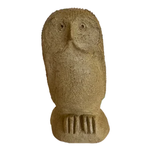 Mid Century Modern Picasso Style Stoneware Pottery Sculpture of Owl