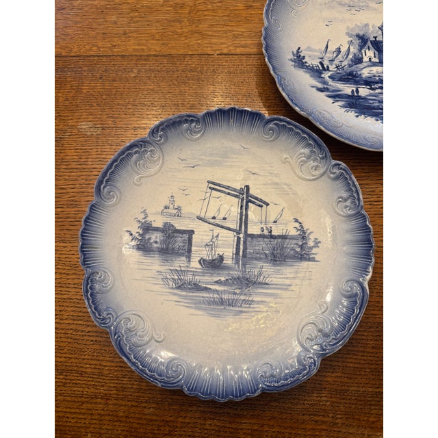 Rococo Early 19th Century German Rococo Blue and White Plates a Pair For Sale - Image 3 of 12