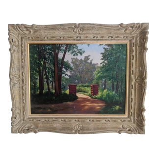 Early 20th Century Original Landscape Oil Painting on Canvas in an Ornate Frame For Sale