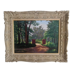 Early 20th Century Original Landscape Oil Painting on Canvas in an Ornate Frame