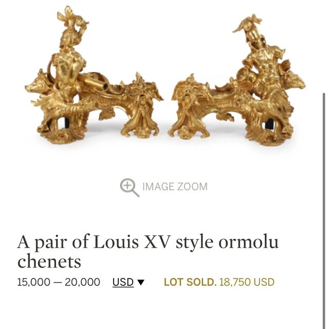 Antique French Louis XV Ormolu Chenets- a Pair For Sale - Image 11 of 13