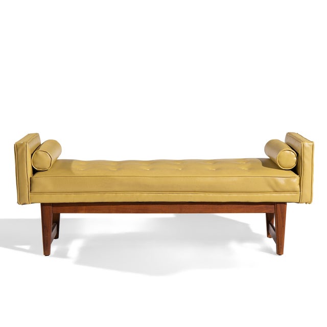 Wood Lawrence Peabody for Nemschoff Mid Century Walnut Bench For Sale - Image 7 of 9