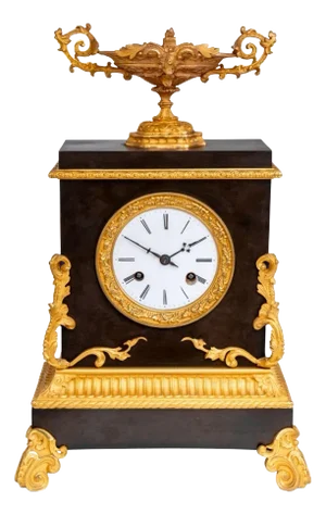 Charles X Gilt and Patinated Bronze Mantel Clock