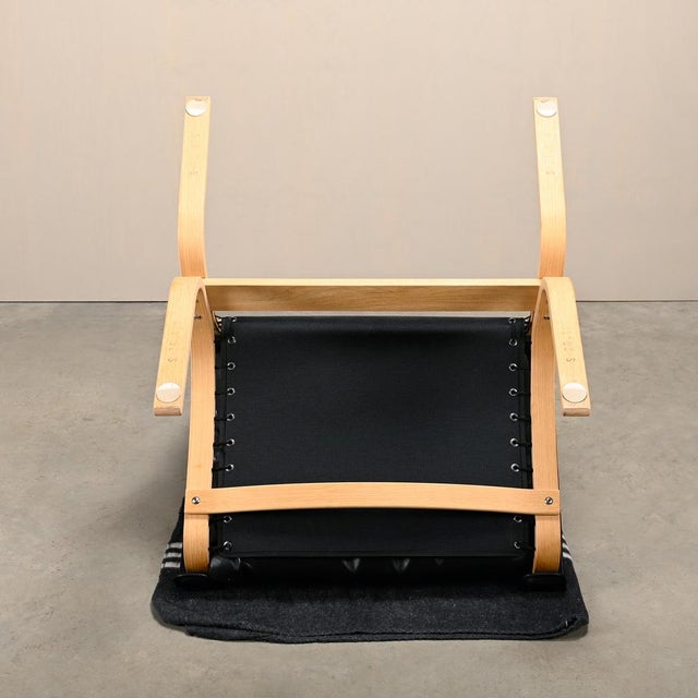 Set of Vintage Siesta Lounge Chair and Ottoman in Naturel Oak and Black Leather by Ingmar Relling for Westnofa, 2000s For Sale - Image 15 of 18