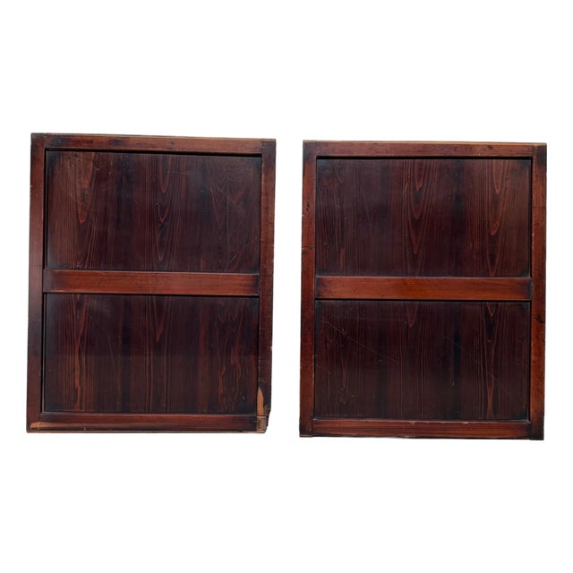 Japanese Minimalist Wooden Door or Wall Panels, 1890s, Set of 2 For Sale