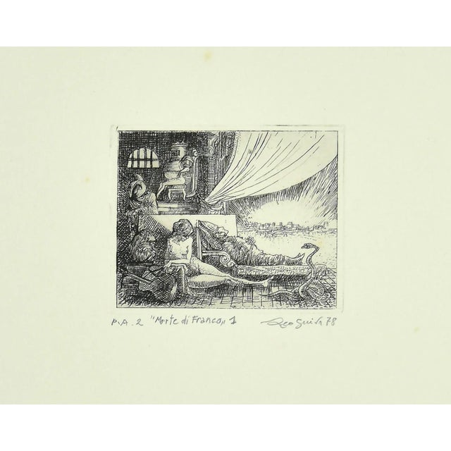 Modern Unknown, The Death of Franco, Original Etching, 1978 For Sale - Image 3 of 3