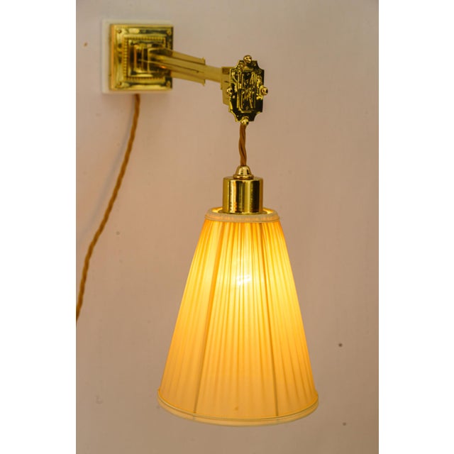 Gold Art Deco Adjustable Wall Lamps with Fabric Shades, Vienna, 1920s, Set of 2 For Sale - Image 8 of 18