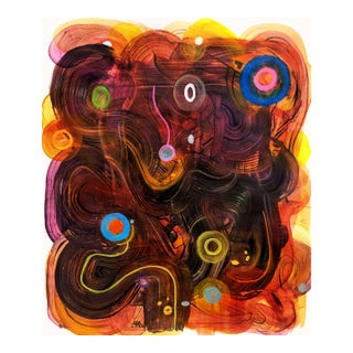 Ara Deinde, Churn, Churn, Churn, 2023 Acrylic, Oil Pastel and Colored Pencils on Paper, Abstract Art For Sale