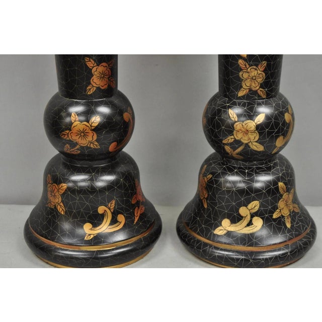 Louis Baldinger & Sons Louis Baldinger & Sons Contemporary Black & Gold Painted Table Lamps - A Pair For Sale - Image 4 of 12