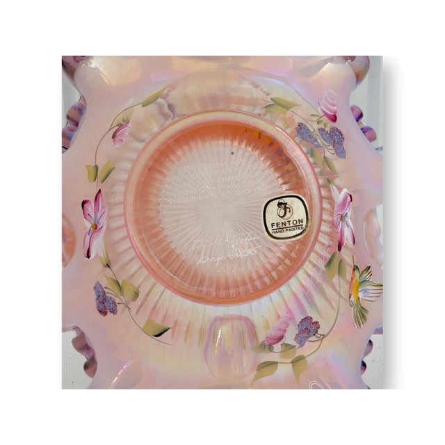 Fenton Morning Glory Humming Bird Basket, Signed For Sale In Los Angeles - Image 6 of 6