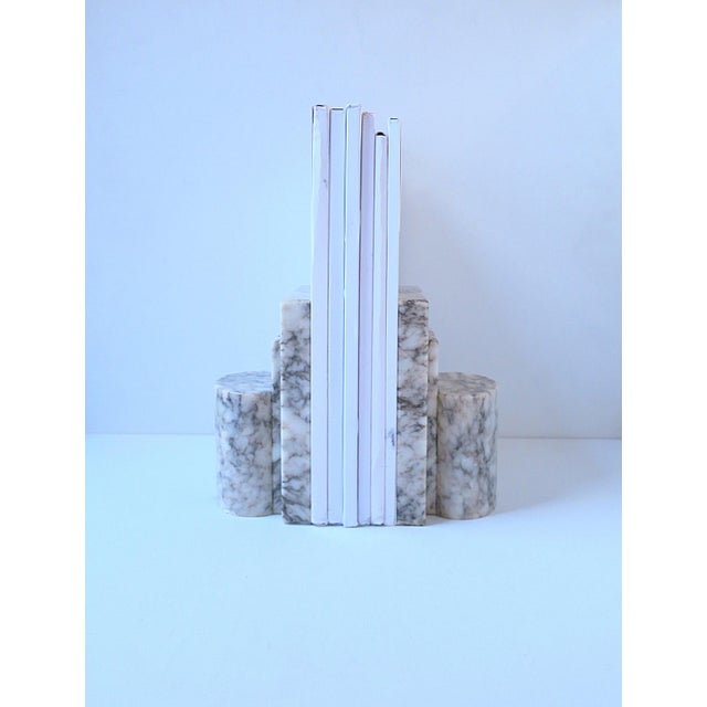 Art Deco Italian Art Deco Modern Alabaster Marble Bookends, Pair For Sale - Image 3 of 11