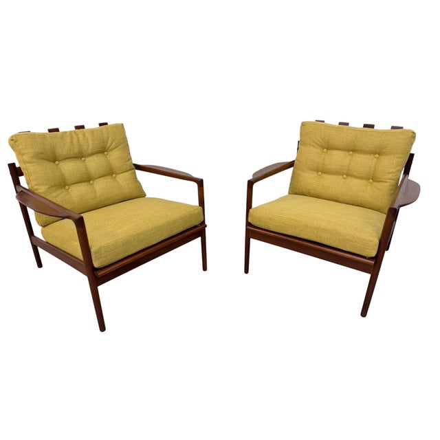 Selig Mid-Century Danish Modern Poul Jensen for Selig Walnut Arm Chairs - Restored! For Sale - Image 4 of 11