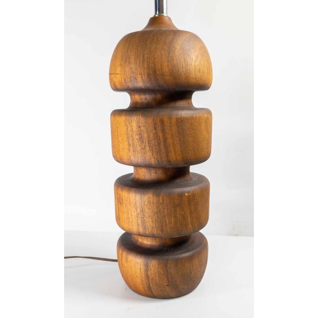 Mid 20th Century Mid-Century Modern Sculptural Architectural Turned Walnut Table Lamp For Sale - Image 4 of 10