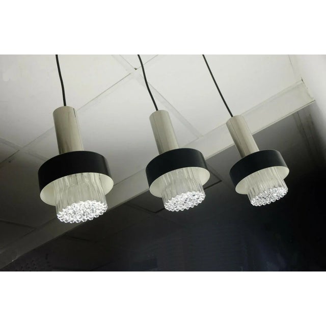 Mid-Century Modern Black Bubble Glass Chrome Metal Pendant Lamp, 1960s For Sale - Image 4 of 11