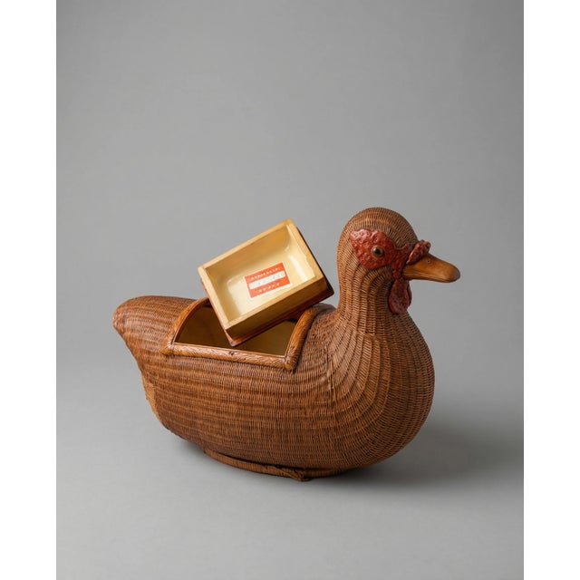 Traditional Vintage Woven Wicker Duck Storage Box For Sale - Image 3 of 5