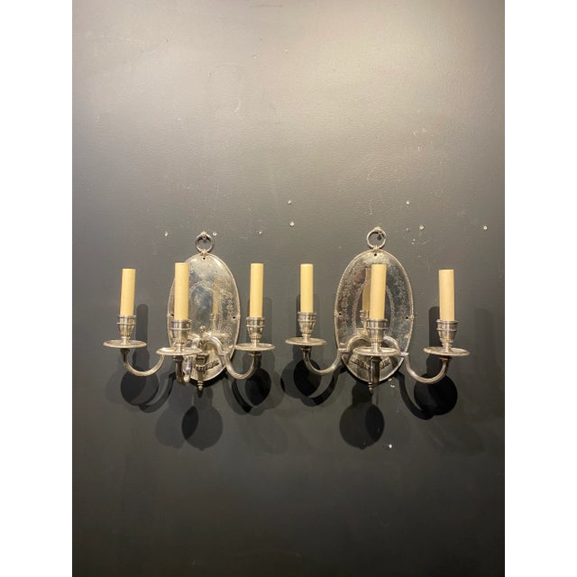 Pair 1900s Silver Plated Caldwell Sconces For Sale - Image 13 of 13