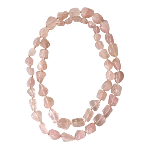 Vintage Rose, Quartz Hand Tied Beaded Necklace, 32 Inches