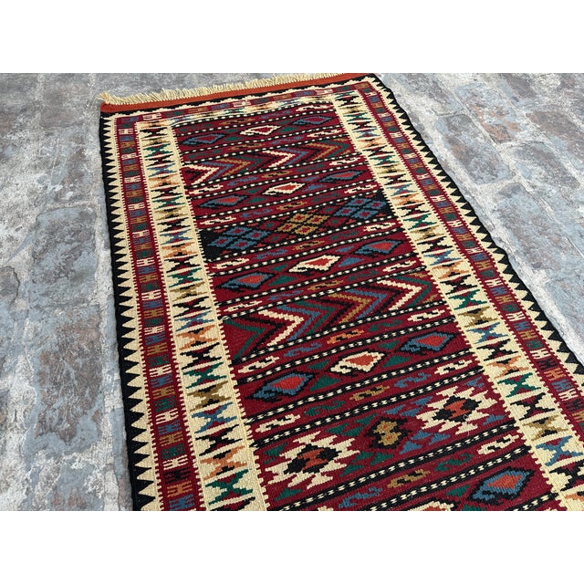 1980s Turkish Tribal Flat Weave Kilim Runner For Sale - Image 6 of 6