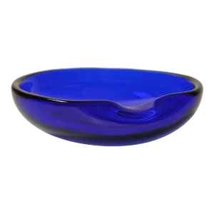1980s Venetian Blown Glass Cobalt Blue Thumbprint Bowl Elsa Peretti for Tiffany & Co.