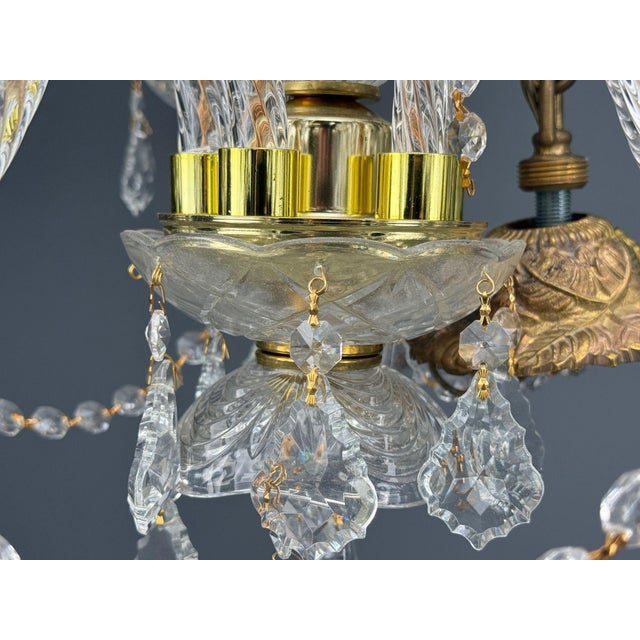 1960s Venetian Style, Large Chandeliers, Brass, Crystal - a Pair For Sale - Image 14 of 17