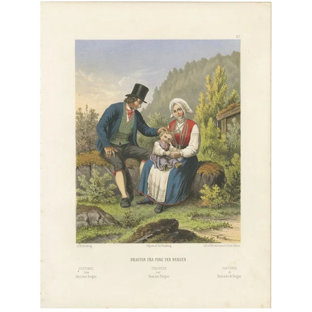 Norwegian Folk Costumes, 1860s, Paper For Sale
