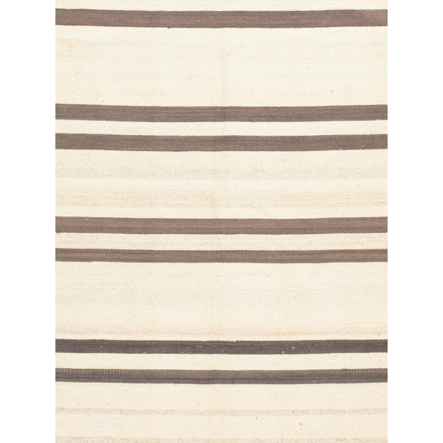 Vintage Ivory Turkish Kilim, 4'9 X 10'10 For Sale - Image 4 of 4