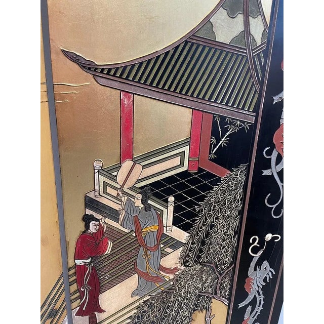 1980s Chinese Coromandel Screen 6-Panels For Sale In West Palm - Image 6 of 13