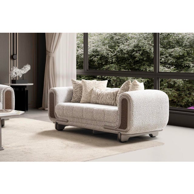Off-white Lora 3-Piece Luxury Boucle Living Room Set - Sofa , Loveseat & Chair For Sale - Image 8 of 18