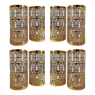 Vintage Mid Century Shoji Pattern Mid Century Imperial Highball Glasses - Set of 8 For Sale