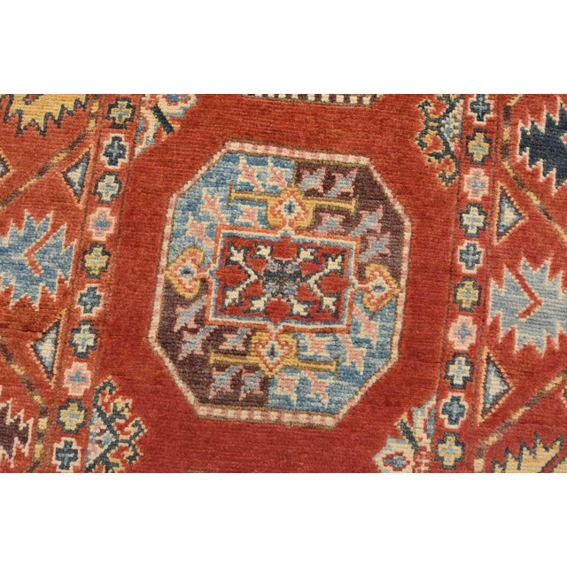 Kazak Runner 2’6” X 9’10” Red Wool Tribal Hand-Knotted Oriental Rug For Sale - Image 4 of 12