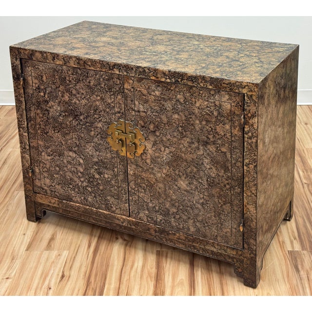 Mid 20th Century Vintage Henredon Faux Tortoise Shell Finish Server Cabinet For Sale - Image 5 of 16