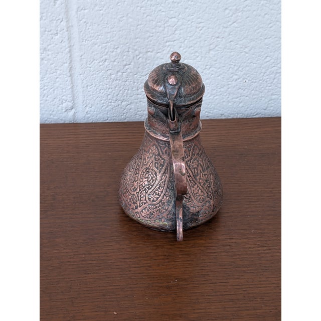 19th Century Hand Etched Middle Eastern Tinned Copper Coffee Pot For Sale In Washington DC - Image 6 of 9
