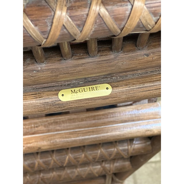 1970s Elinor McGuire for McGuire Target Back Bamboo, Cane, and Leather Armchairs- Set of 4 For Sale - Image 12 of 12