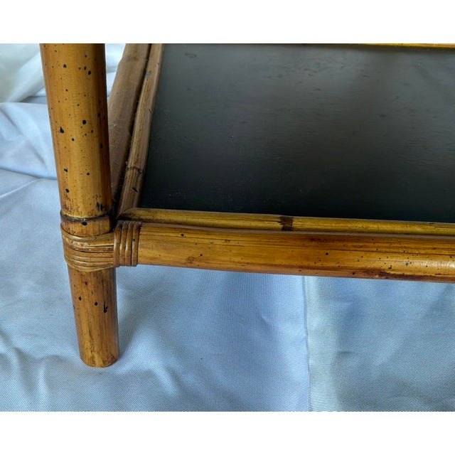 Vintage Faux Bamboo Bar Cart/Magazine Rack With Ebonized Wood Shelves For Sale - Image 12 of 13