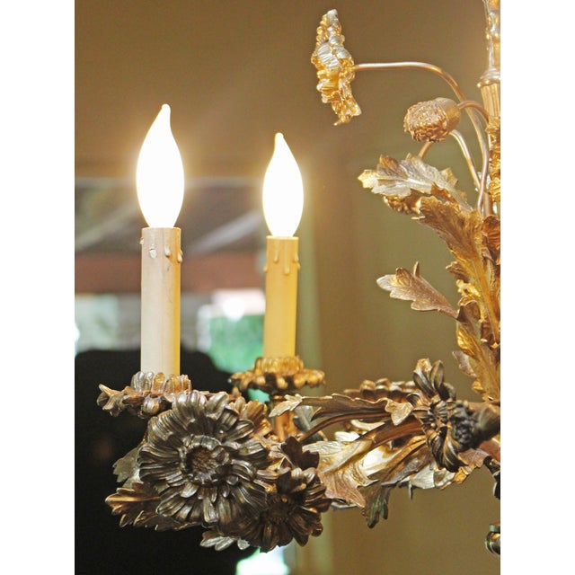 Late 19th-Early 20th Century Bronze French 5-Light Chandelier For Sale - Image 4 of 6
