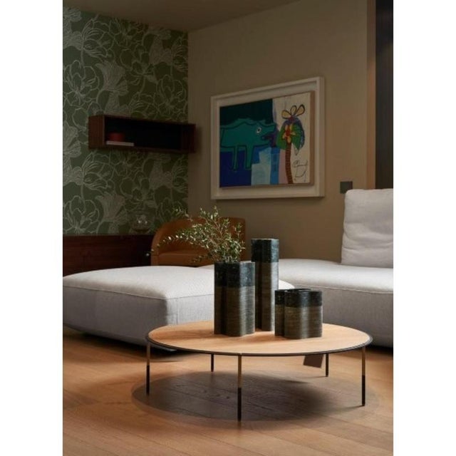 Stripes C2 Vase in Laguna Green and Indian Green Marbles by Bufalini Marmi For Sale - Image 14 of 16