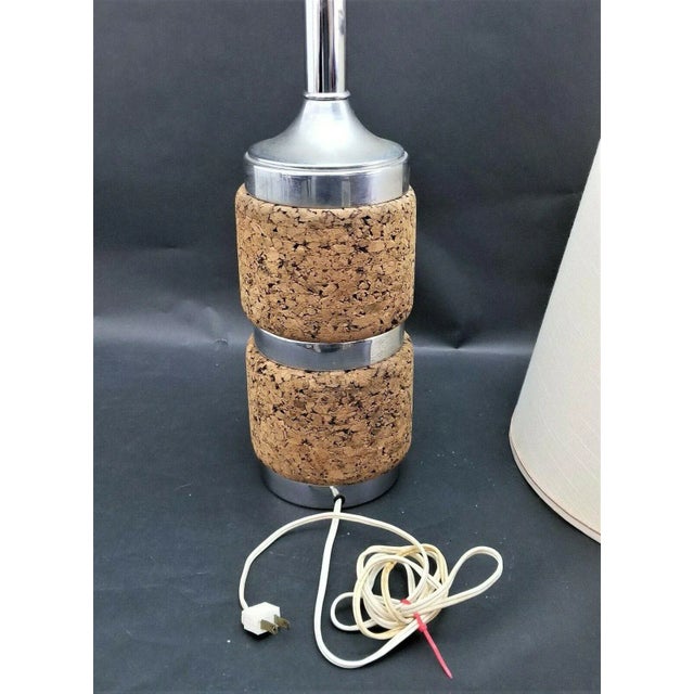 Offering One Of Our Recent Palm Beach Estate Fine Lighting Acquisitions Of A Vintage Chrome & Cork Table Lamp with...