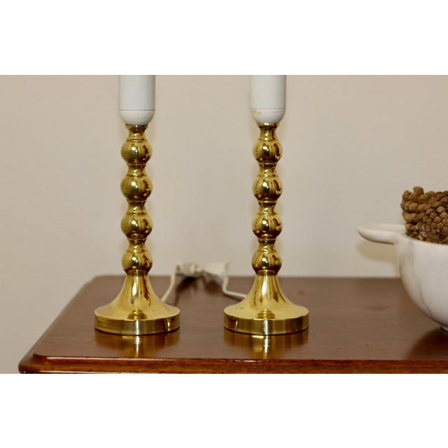 Gold Mid-Century Swedish Brass Lamps, Set of 2 For Sale - Image 8 of 10